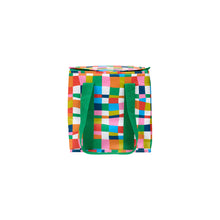 Load image into Gallery viewer, Large cooler bag with high quality insulation and zips in a bright rainbow geometric print
