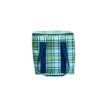 Load image into Gallery viewer, Large cooler bag with high quality insulation and zips in a blue and green tartan print
