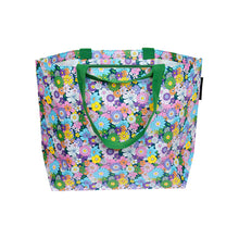 Load image into Gallery viewer, Beach or pool bag made from recycled plastic materials which are strong and light with internals valuables pocket in bright and colourful print
