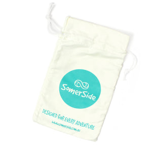 Beach towel that is sand free, lightweight, absorbent, fast drying and made from 85% recycled plastic bottles that comes in this handy storage pouch