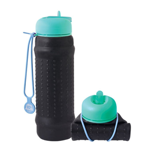 Collapsible water bottle made from premium food grade silicone in bright colours