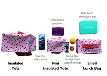 Load image into Gallery viewer, Small cooler bag with high quality insulation and zips in a fun and bright print
