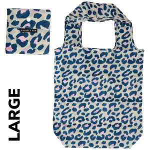 Large reusable foldable shopping bag in fun and colourful print